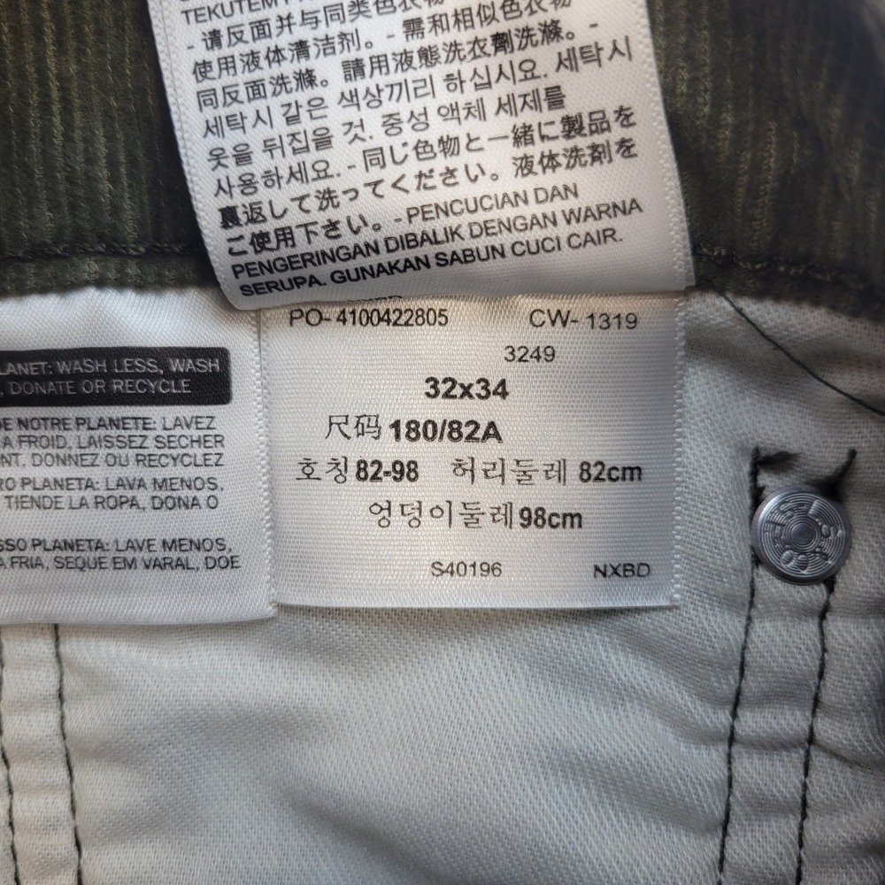 Levi's 502 Regular Tapered Corduroy Pants Mens 32x34 Olive Green Stretch - Picture 6 of 12